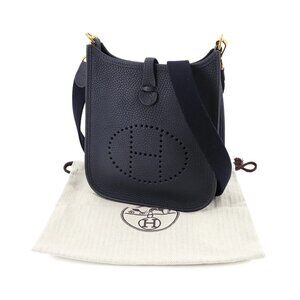 HERMES Evelyne Amazone TPM Shoulder Bag Taurillon Clemence Bleu Nuit 90280347